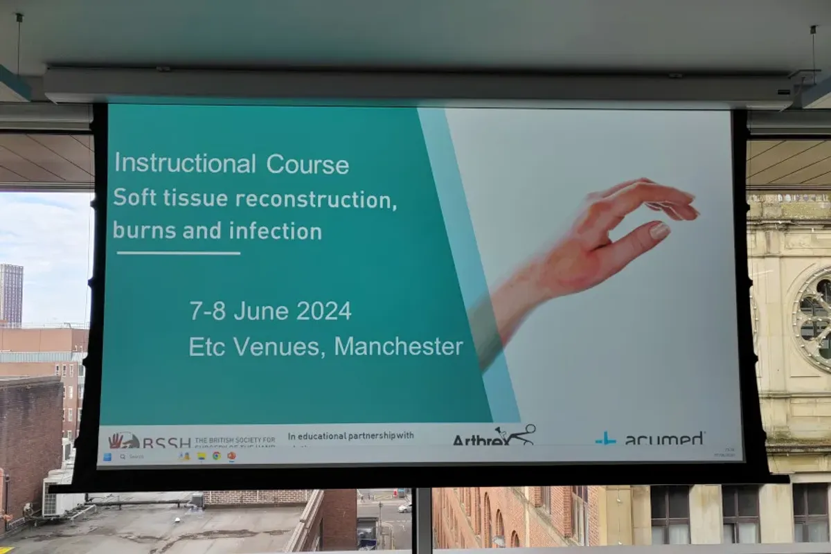 Ms Michelle Razo at the BSSH 9.1 Instructional Course on Soft Tissue Reconstruction, Burns and Infection, Manchester