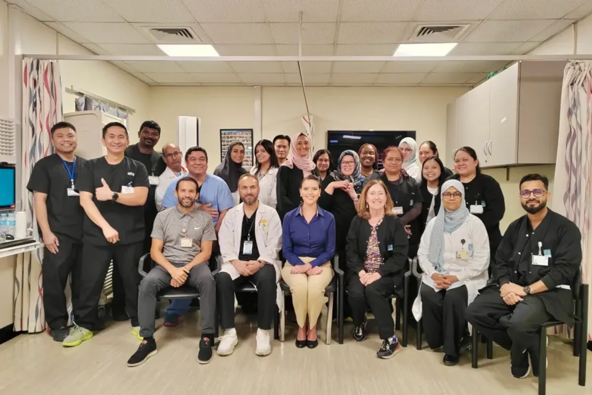 Ms Michelle Razo teaching hand therapy at Hamad Medical Corporation, Doha, Qatar