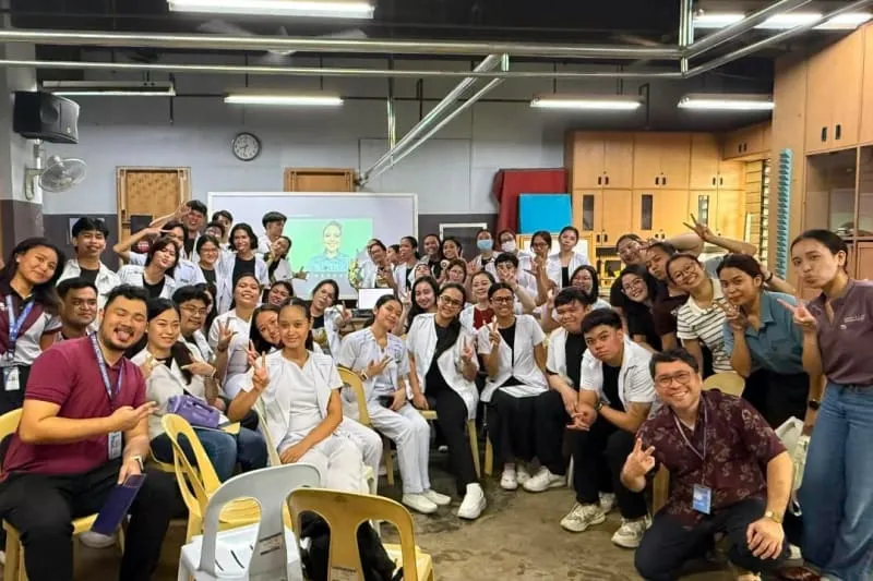 Ms Michelle Razo and Hand Therapist Blair Agero with Occupational Therapy interns at Cebu Doctors' University, Philippines