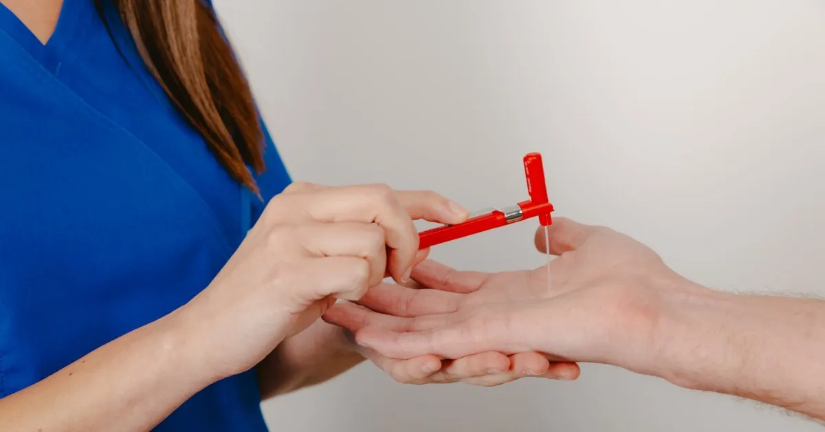 Michelle Razo using Semmes-Weinstein Monofilaments in Hand Therapy.